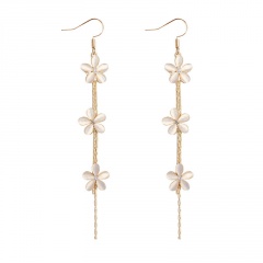S925 Silver Needle Long Opal Daisy Flower Earrings gold