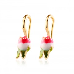 Fashion Alloy Geometric Flower Tulip Earring Ear Hook Romantic Ladies Jewelry Tulip