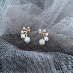 S925 Needle White Pearl Earrings Gold