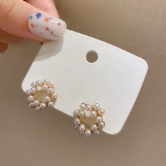 S925 Needle White Pearl Earrings Gold