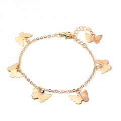 5 Butterflies Pendant Chain Bracelet(Size: 18.5+5cm) GOLD