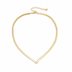 Vintage Metal Snake Bone Necklace V-shaped Necklace (Material: Alloy/Size: 45+5cm) Gold