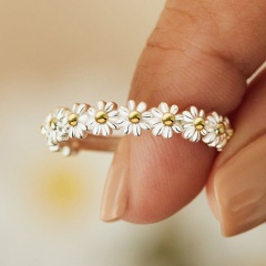 Daisy Flower Opening Adjustable Alloy Ring Fashion Jewelry Daisy