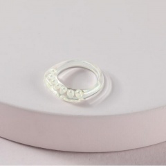 White Transparent Pearl Resin Ring (Size: #6) White Resin Ring