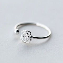 Hollow Rose Flower Five-pointed Star Adjustable Opening Copper ring Rose