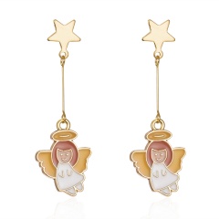 Christmas cartoon angel five-pointed star stud earrings little angel
