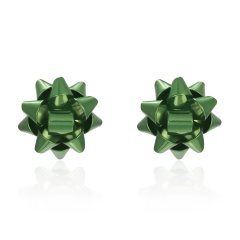 Christmas Star Flower Snowflake Ribbon Stud Earrings (Size: 1.5*1.5cm/Material: Alloy) green