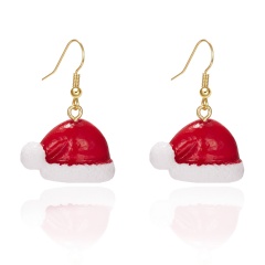 Christmas hat ear hook earrings (size: 1.5*5cm/material: resin + alloy) Christmas hat
