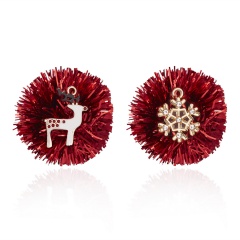 Christmas Elk Snowflake Bells Garland Socks Flower Ball Stud Earrings Red Elk Snowflake