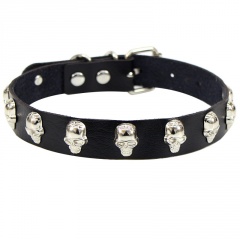 Punk PU Cross Skull Leather Gothic Clavicle Chain Necklace (Material: Alloy/Chain Length: 41cm Adjustable) black