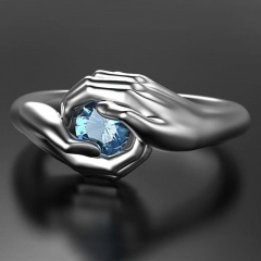 Embrace the sapphire ring with both hands (Material: Metal/Size: No. 6) size 6