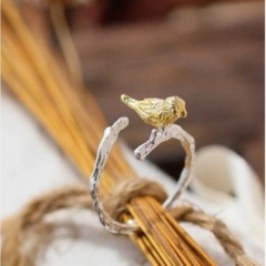 Small Bird Adjustable fashionable personality minority Opening Fashion Silver Plated Ring Bird ring