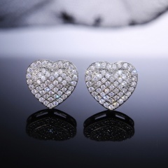 Love zircon stud earrings (material: copper + zircon / size: 1.3cm) White