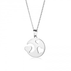 Stainless Steel Moon Love Heart Clavicle Chain Necklace (Material: Stainless Steel/Chain Length: 45+5cm) Steel color