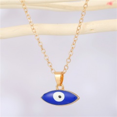 Blue eyes painted oil blue eyes gold edging necklace (chain length: 40+5cm/material: alloy + painted oil) Blue eyes