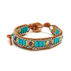 Turquoise Gemstone Hand Woven Bracelet 16-24cm Blue