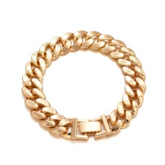 Hip Hop Cuban Chain Glossy Thick Bracelet (Chain Length: 20cm (8inch), Chain Width: 1.3cm/Material: Alloy) Golden