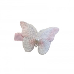 Symphony butterfly hairpin side clip bangs clip (material: fabric) White