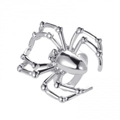 Halloween simulation spider tricky toy open ring (material: alloy / size: adjustable opening) Silver Spider