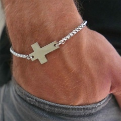 Cross Chain Men's Stainless Steel Bracelet (Circumference: 20+7cm/Material: Stainless Steel) Cross