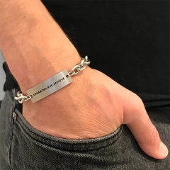DREAM.BELIEVE.ACHIEVE Long Inspirational Lettering Chain Men's Stainless Steel Bracelet (Circumference: 22cm) DREAM.BELIEVE