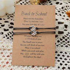 Back To School Dog Claw Black Rope Hollow 2 Braided Good Friend Couple Paper Card Bracelet Set (Circumference 16-30cm Adjustable, Paper Jam: 12*8cm/Material: Alloy + Wax Rope) Dog Paw