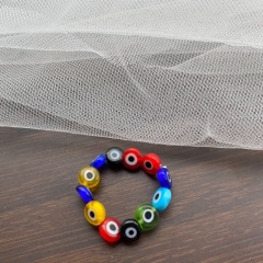 Color eye resin beaded elastic ring (size: adjustable / about 7-9 size / material: resin + elastic rope) Color
