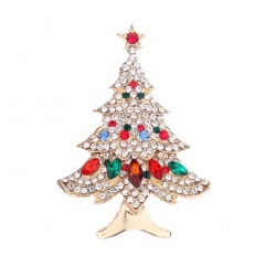Christmas tree colored diamond five-pointed star brooch (Material: Alloy/Size: 5.5*4cm) Christmas tree
