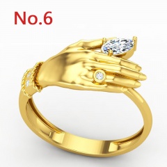 Single palm embracing rhinestone ring (Size: No. 6, No. 7, No. 8 / Material: Alloy + Rhinestone) No. 6