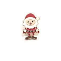 Santa Claus painting oil small brooch (Material: Alloy/Size: 1.8*2.8cm) Santa Claus
