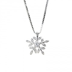 Snowflake Zircon Pendant Necklace (Pendant: 1.2cm, Chain Length: 40+5cm/Material: Copper + Zircon) Snowflake 1