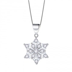 Snowflake Zircon Pendant Necklace (Pendant: 1.2cm, Chain Length: 40+5cm/Material: Copper + Zircon) Snowflake 5