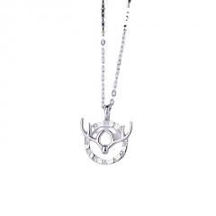 Forest Antlers Net Red Diamond Clavicle Chain Necklace (Material: Copper/Size: 42+5cm) White Stone Antlers
