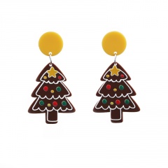 Christmas Tree Acrylic Five-Pointed Star Stud Earrings (Material: Acrylic / Size: About 5*3cm) Christmas Tree