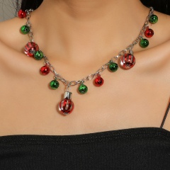 Colorful Bell Christmas Necklace (Size: 46+5cm/Material: Alloy) Red And Green Bells