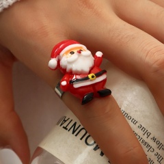 Cartoon Santa Claus Ring (Size: 1.7cm, Accessories: 2.5*3cm/Material: Resin + Alloy) Santa Claus