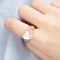 Oil Painting Flame Ring (Size: 1.8cm Opening/ Material: Alloy) Love Pink