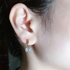 Bowknot Zircon Hoop Earrings (Size: 2cm/Material: Copper+Zircon+Silver Needle) Bowknot