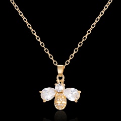 Bee Animal Zircon Clavicle Chain Necklace Gold