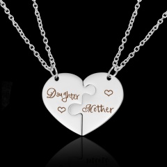 2 Pieces Of Mother's Day Mother/Couple Love Stitching Stainless Steel Necklace Daughter/Mother
