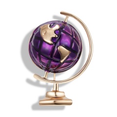Simple And Beautiful Golden Oil Color Brooch Globe