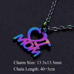 Titanium Steel Colorful Pendant Stainless Steel Necklace I LOVE MOM
