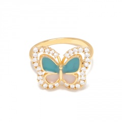 Zircon Butterfly Luminous Ring (Material: Brass/Size: No. 7) Gold