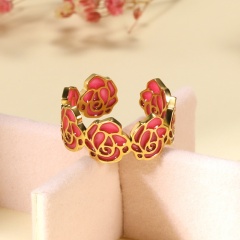 Pink Flower Luminous Ring (Material: Brass/Size: Opening) Gold