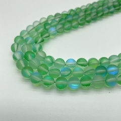 6/8/10mm Semi-Finished Synthetic Moonstone Loose Beads DIY Necklace Bracelet Jewelry Accessories green(6mm)