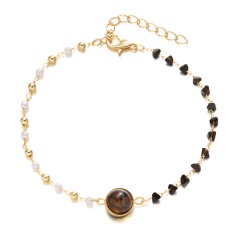 Tiger Eye Gemstone Crystal Beads Bracelets 20+5CM Gold
