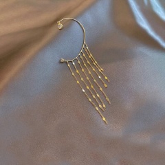 1PC Gold Tassel Without Pierced Ears Wrap Earrings Gold(left)