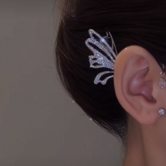 Heart/Butterfly/Snowflake Diamond Earrings Pierced Earrings Butterfly(right)