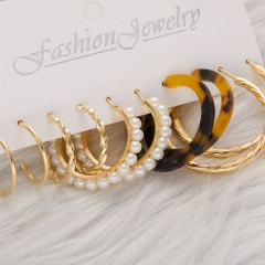 5 Pairs Gold Earrings Set Gold