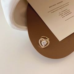 Inlay CZ Gold Earbone Clip Heart Earrings 1PC